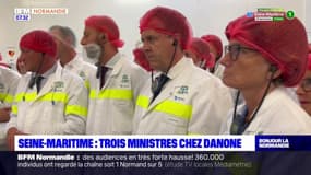 Seine-Maritime: les ministres Christophe Béchu, Stanislas Guerini et Agnès Firmin-Le Bodo étaient en déplacement sur le site de Danone lundi