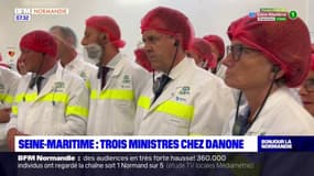 Seine-Maritime: les ministres Christophe Béchu, Stanislas Guerini et Agnès Firmin-Le Bodo étaient en déplacement sur le site de Danone lundi