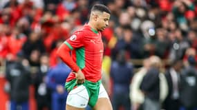 Hamza Igamane dépité lors d'un match du Maroc à la CAN 2025
