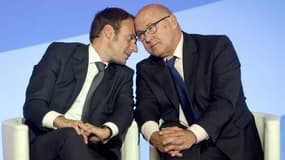 Emmanuel Macron et Michel Sapin en octobre 2014