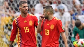 Sergio Ramos et Jordi Alba avec l'Espagne lors de la Coupe du monde 2018
