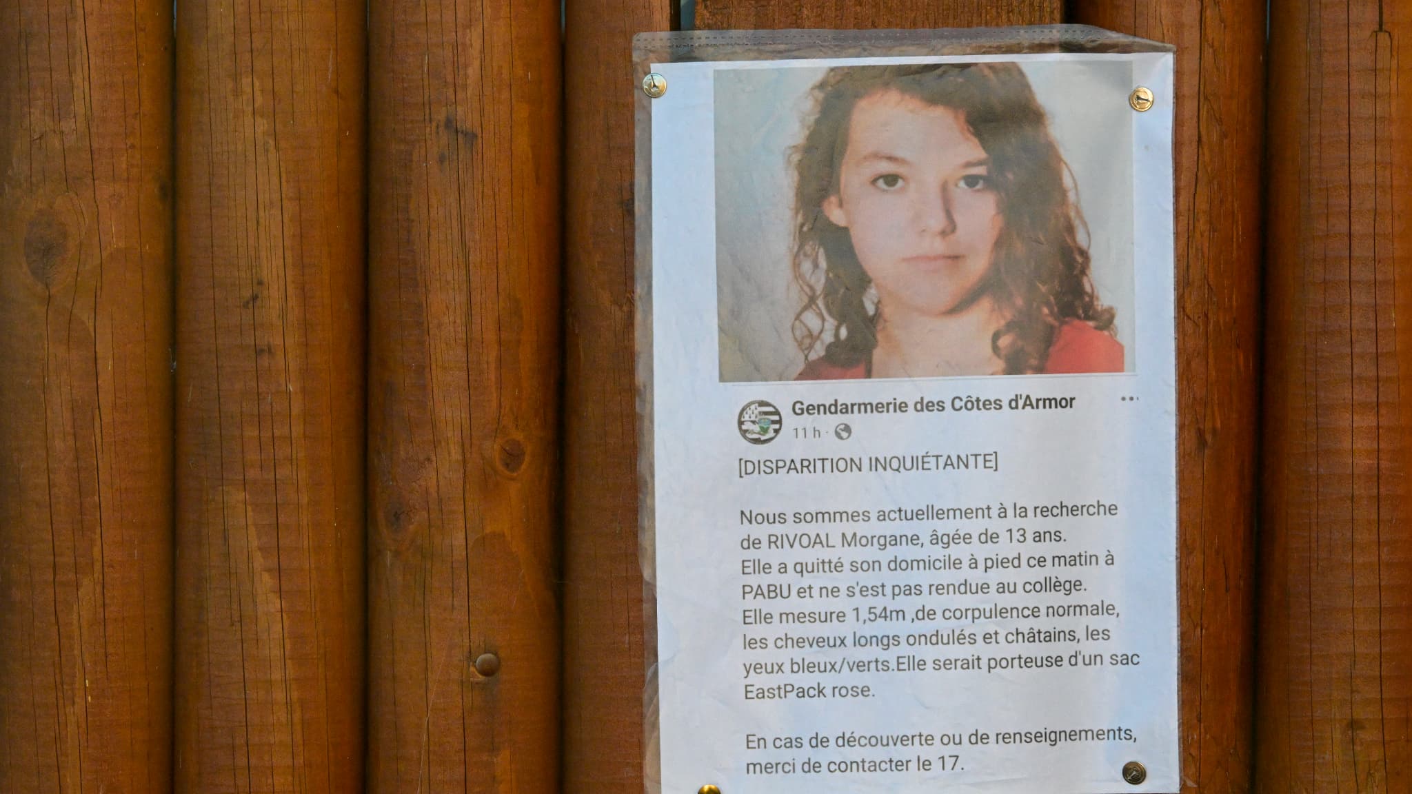 Morgane, 13 ans, a disparu depuis lundi 25 novembre après avoir quitté le domicile familial à Pabu (Côtes-d'Armor), vers 7h15.
