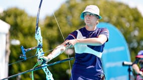 L'archère française Lisa Barbelin lors du test event des JO de Paris, août 2023