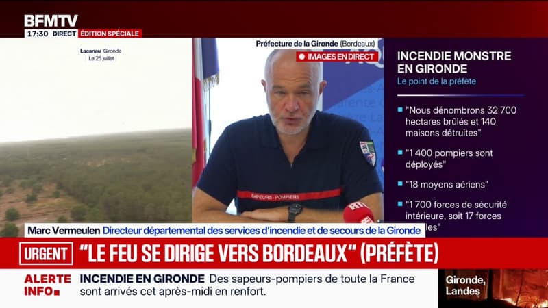 Incendie en Gironde: "Le travail pour réussir à fixer le feu reste difficile", détaille le directeur du SDIS