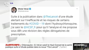 Chloroquine: Olivier Véran demande une révision des règles de prescription