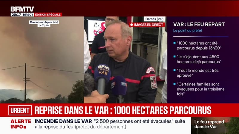 Reprise de feu dans le Var: "On devrait avoir des habitations touchées", indique le directeur du Sdis