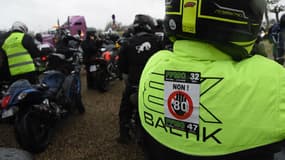 Une manifestation de motards contre la limitation de vitesse à 80km/h le 20 janvier 2018 à Agen