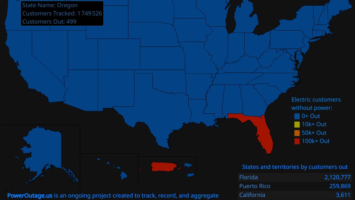 La Floride et Porto Rico se retrouvent dans l'obscurité La Floride et Porto Rico se retrouvent dans l'obscurité