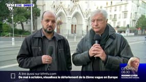 Un imam et un prêtre réunis devant la basilique Notre-Dame après l'attentat de Nice