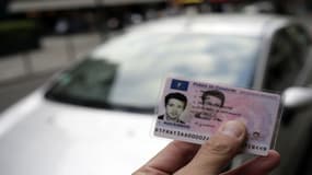 Un faux exemplaire du nouveau permis de conduire français, en septembre 2013 à Paris. 