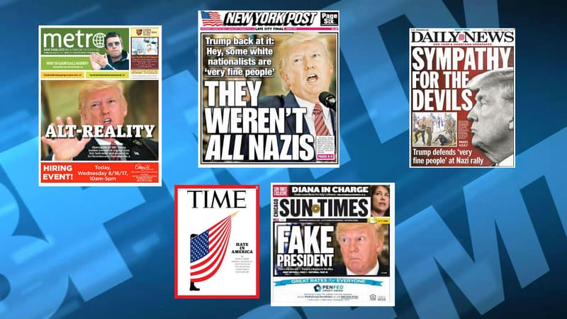 Captures d'écran des Unes de la presse américaine