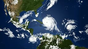 Vue satellite des trois ouragans survolant actuellement les Caraïbes et le golfe du Mexique. 