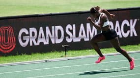 Dina Asher-Smith lors d'un entraînement avant le meeting Grand Slam Track de Kingston, le 3 avril 2025.