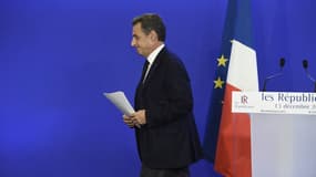 Nicolas Sarkozy dimanche 13 novembre après son discours, à l'issue du second tour des régionales.