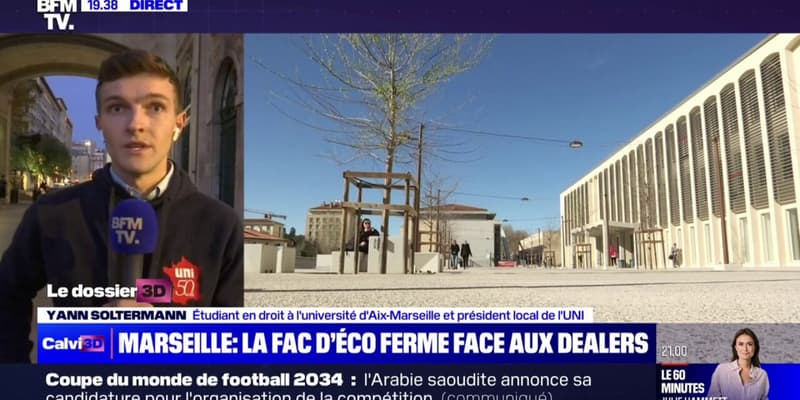 "Les étudiants ne se sentent pas en sécurité": Yann Soltermann (UNI Aix-Marseille) réagit à la fermeture de la faculté Colbert à Marseille, en raison des trafics de stupéfiants qui minent le quartier
