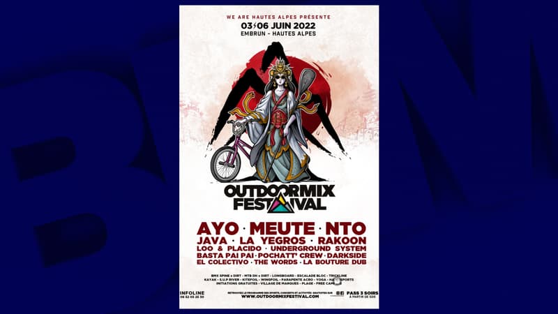 Affiche de l'édition 2022 de l'Outdoormix Festival à Embrun.