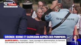 Elisabeth Borne est arrivée à Hostens, en Gironde, où elle va rencontrer les pompiers luttant contre l'incendie