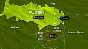 Carte de Fosses dans le Val d'Oise où a eu lieu le rodéo routier de vendredi soir.