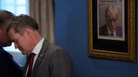 Le "mugshot" de Donald Trump dans un couloir de la Maison Blanche - Février 2025