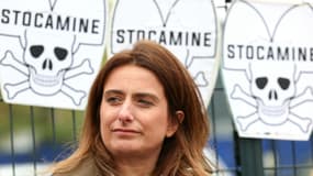 La secrétaire nationale des écologistes se trouvait sur le site du Haut-Rhin aux côtés d'autres personnes mobilisées, le vendredi 9 novembre.