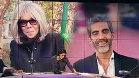 Cécile Duflot sur le plateau de RMC Story avec les portraits de Brigitte Macron et Ary Abittan