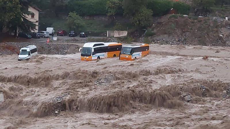 Saint-Martin-Vésubie, le 20 octobre 2023, lors de la tempête Aline.