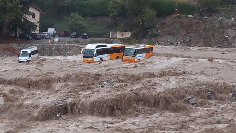 Saint-Martin-Vésubie, le 20 octobre 2023, lors de la tempête Aline.