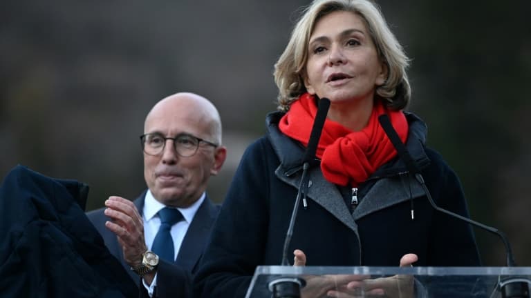 Valérie Pécresse, candidate LR à la présidentielle, et Eric Ciotti, le 6 décembre 2021 à Saint-Martin-Vésubie