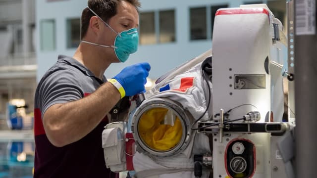 Thomas Pesquet lors d'un le 19 juin 2020 pendant une formation à Houston.