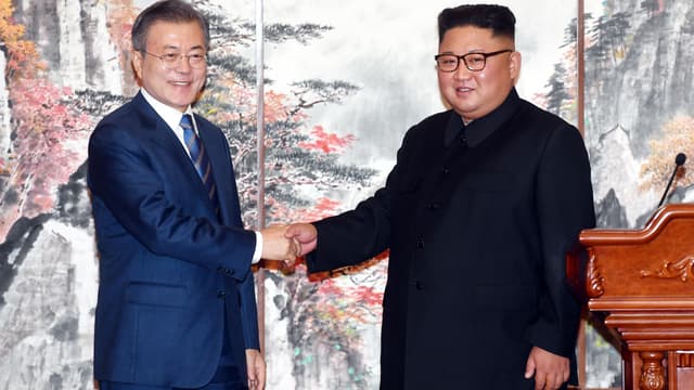 Moon Jae-in et Kim Jong-un à Pyongyang