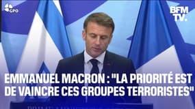  Israël: Emmanuel Macron souhaite "bâtir une coalition internationale et régionale contre les groupes terroristes" 