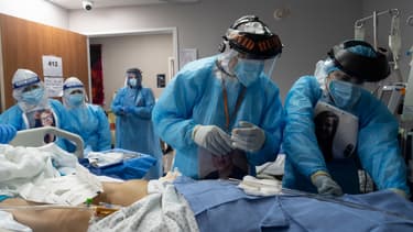 Une unité de soins intensifs du Covid-19 à Houston (Texas, Etats-Unis) le 14 novembre 2020