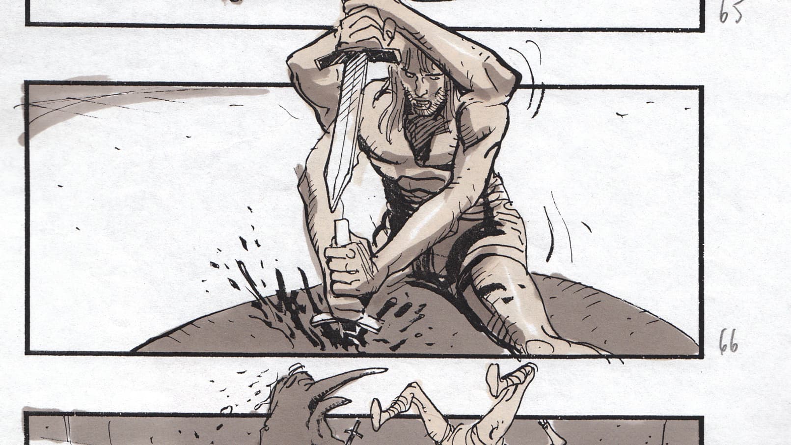 Storyboard d'une scène inédite de "Gladiator" de Ridley Scott, par Sylvain Despretz Storyboard d'une scène inédite de "Gladiator" de Ridley Scott, par Sylvain Despretz