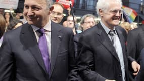 Laurent Fabius et Lionel Jospin ensemble lors de la primaire PS de 2011 qui sacrera François Hollande. Seul le premier était candidat. 