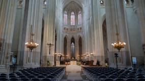 La Cathedrale Saint-Pierre-et-Saint-Paul de Nantes (Loire-Atlantique) lors de sa réouverture samedi 27 septembre 2025, cinq ans après l'incendie criminel.