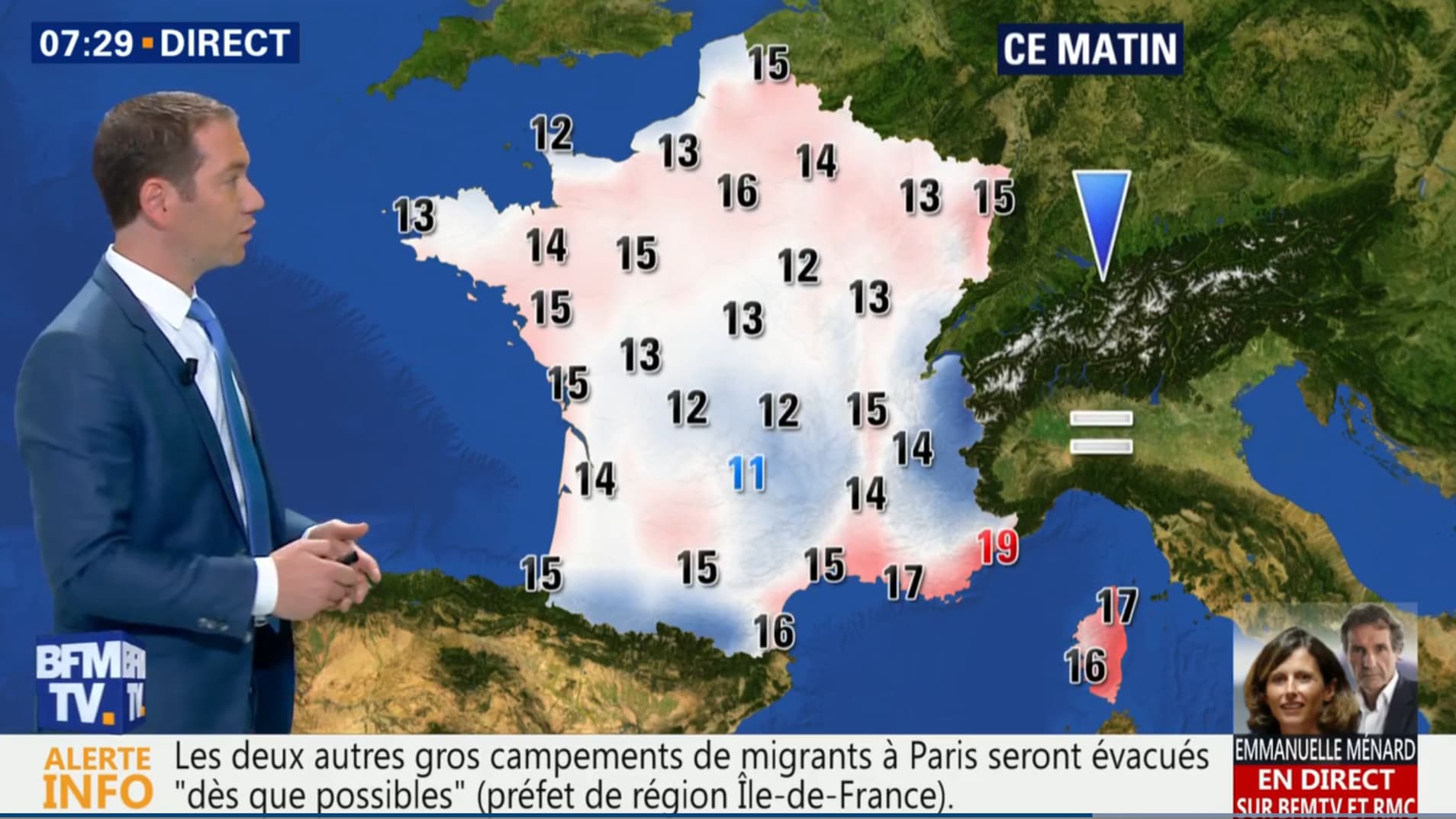 Températures pour le mercredi 30 mai 2018 au matin Températures pour le mercredi 30 mai 2018 au matin