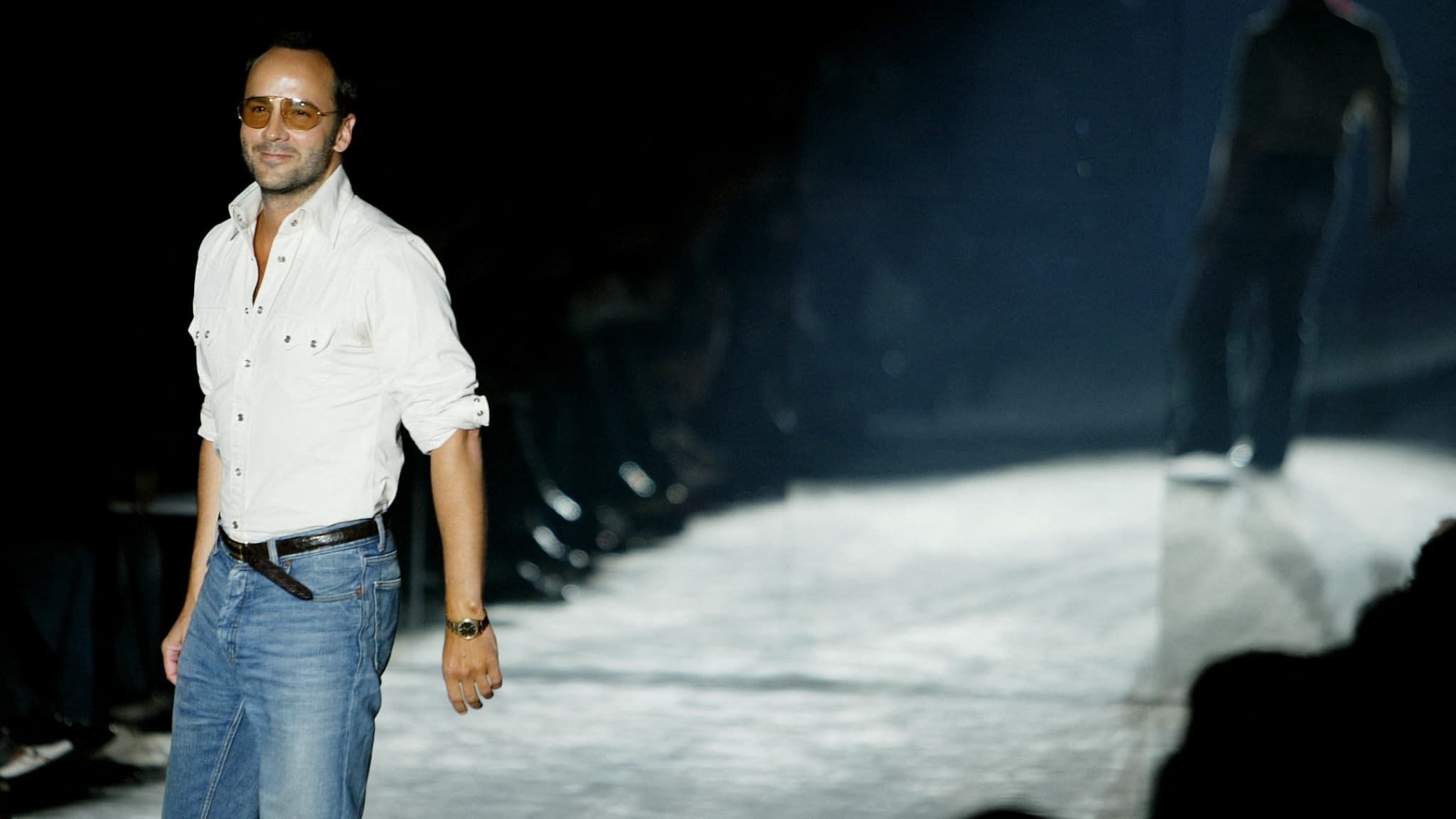 Tom Ford au défilé Gucci printemps/été 2004 de Milan, le 2 octobre 2003. Tom Ford au défilé Gucci printemps/été 2004 de Milan, le 2 octobre 2003.