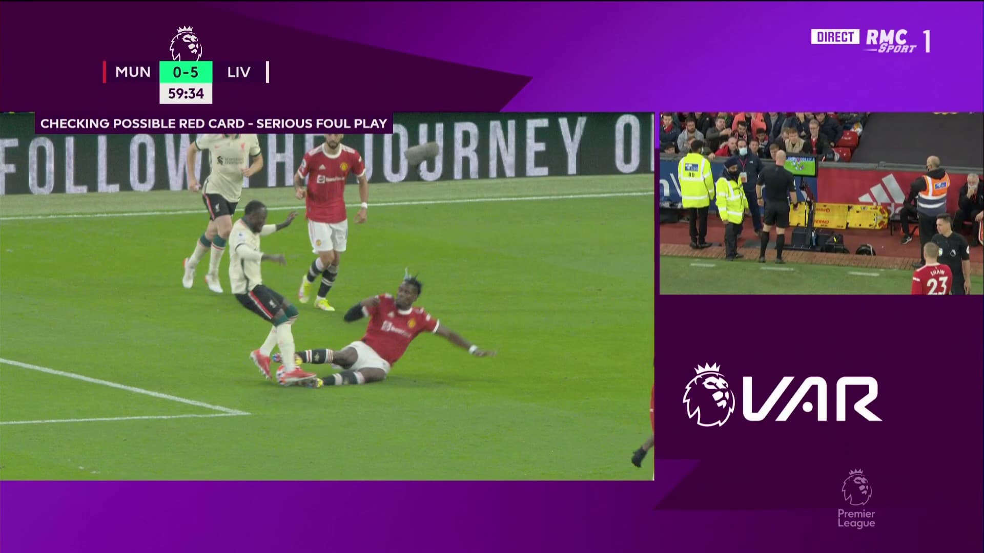 Le tacle de Pogba révisé par le VAR, qui lui vaut rouge lors de United-Liverpool