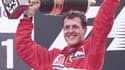 Le pilote allemand Michael Schumacher après son succès au GP de Spa-Francorchamps, le 24 août 1997