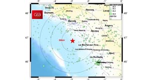 Un séisme de magnitude 3,9 sur l'échelle de Richter s'est produit à 72 km au large de Saint-Nazaire.