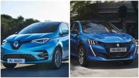 Les Renault Zoé et Peugeot e-208, stars du marché français dans l'électrique.