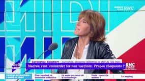 Propos de Macron : l'onde de choc ? "C'est une phrase excessive, mais il envoie un message aux personnels hospitaliers" pense Catherine Rambert.