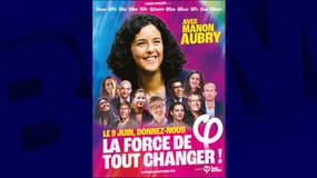 L'affiche de campagne de Manon Aubry (LFI) pour les élections européennes de juin 2024