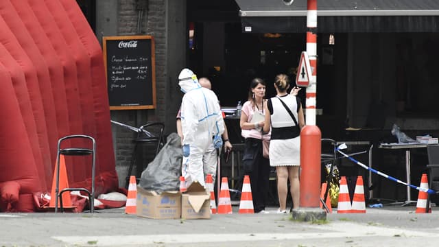 Sur les lieux de l'attaque, à Liège, le 29 mai 2018.