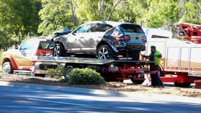 La voiture accidentée de Tiger Woods, près de Los Angeles le 23 février 2021