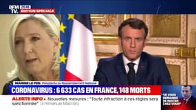 Marine Le Pen juge que les annonces d'Emmanuel Macron n'ont pas été "suffisamment claires pour que chacun comprenne qu'il s'agit de confinement"