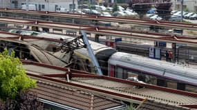 Le lieu de l'accident de train en gare de Brétigny qui avait couté la vie à sept personnes en juillet 2013