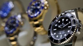 Des montres de la marque Rolex exposées en Suisse le 26 mars 2014.