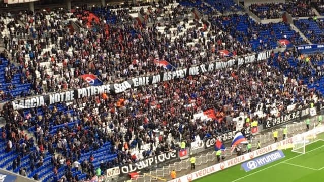 Une banderole contre Rudi Garcia, lors du match OL-Dijon au Groupama Stadium le 19 octobre 2019 Une banderole contre Rudi Garcia, lors du match OL-Dijon au Groupama Stadium le 19 octobre 2019