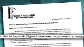 Le corps professoral a reçu lundi une lettre appelant "de façon peu déguisée" à manifester dimanche contre le mariage pour tous.
